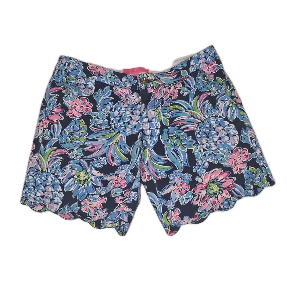 Lilly Pulitzer Buttercup Shorts Women’s 2 Pink Blue Floral Print
